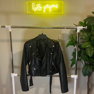 Faux Leather Moto Jacket - Women's Size Medium